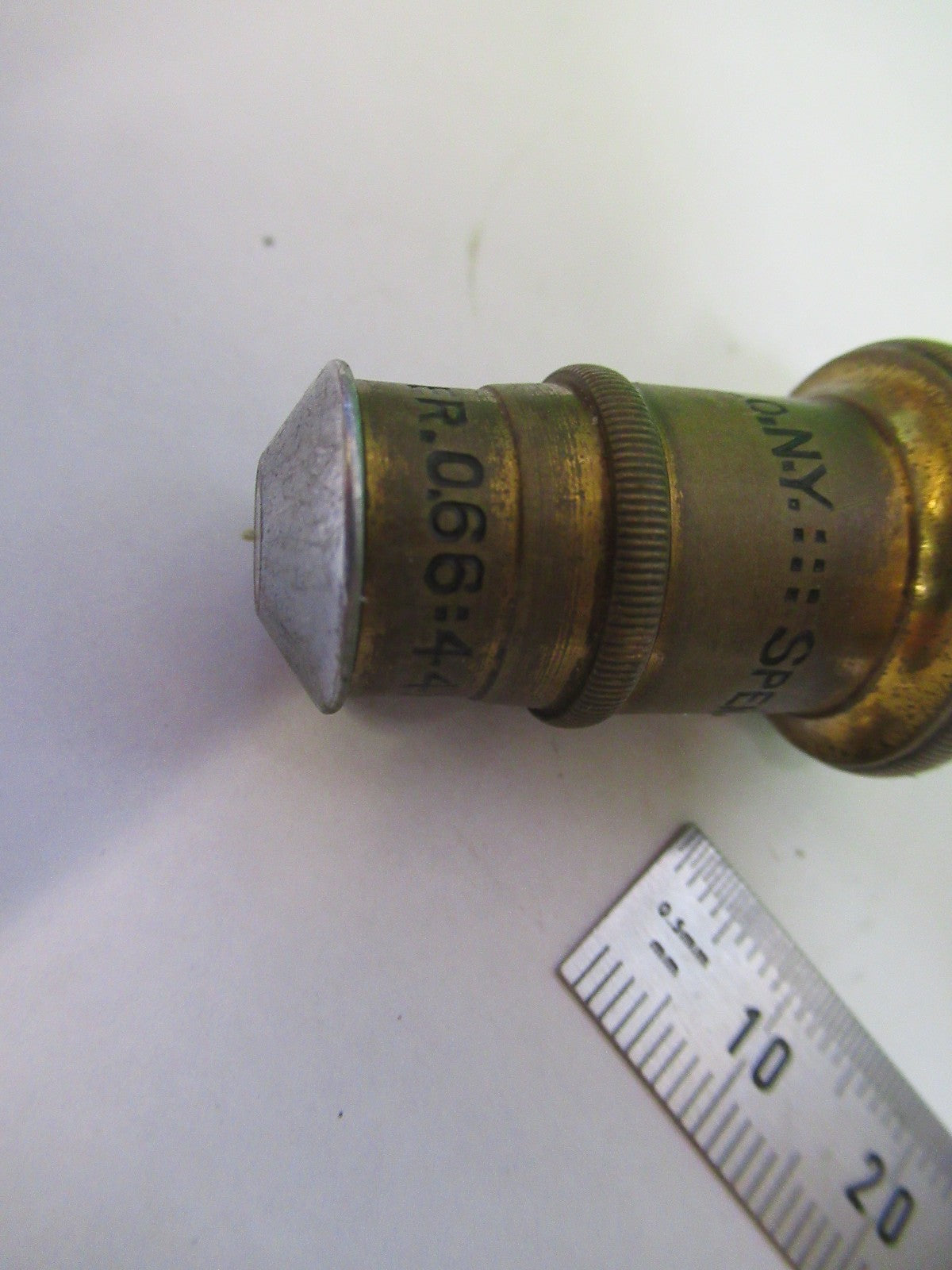 ANTIQUE BRASS SPENCER LENS 44X OBJECTIVE MICROSCOPE PART AS PICTURED V1-A-24