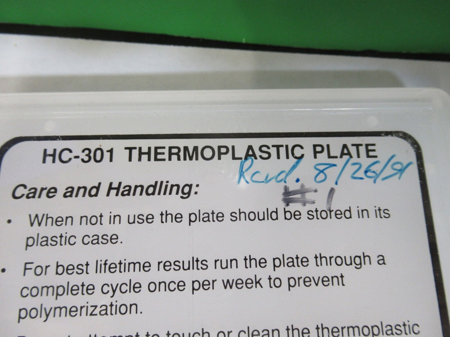 FOR PARTS NEWPORT HC-301 THERMOPLASTIC PLATE HOLOGRAPHY AS PICTURED G7-A-44