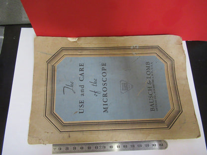 ANTIQUE BAUSCH LOMB BOOKLET INSTRUCTIONS 1932 MICROSCOPE PART AS PIC V7-A-15
