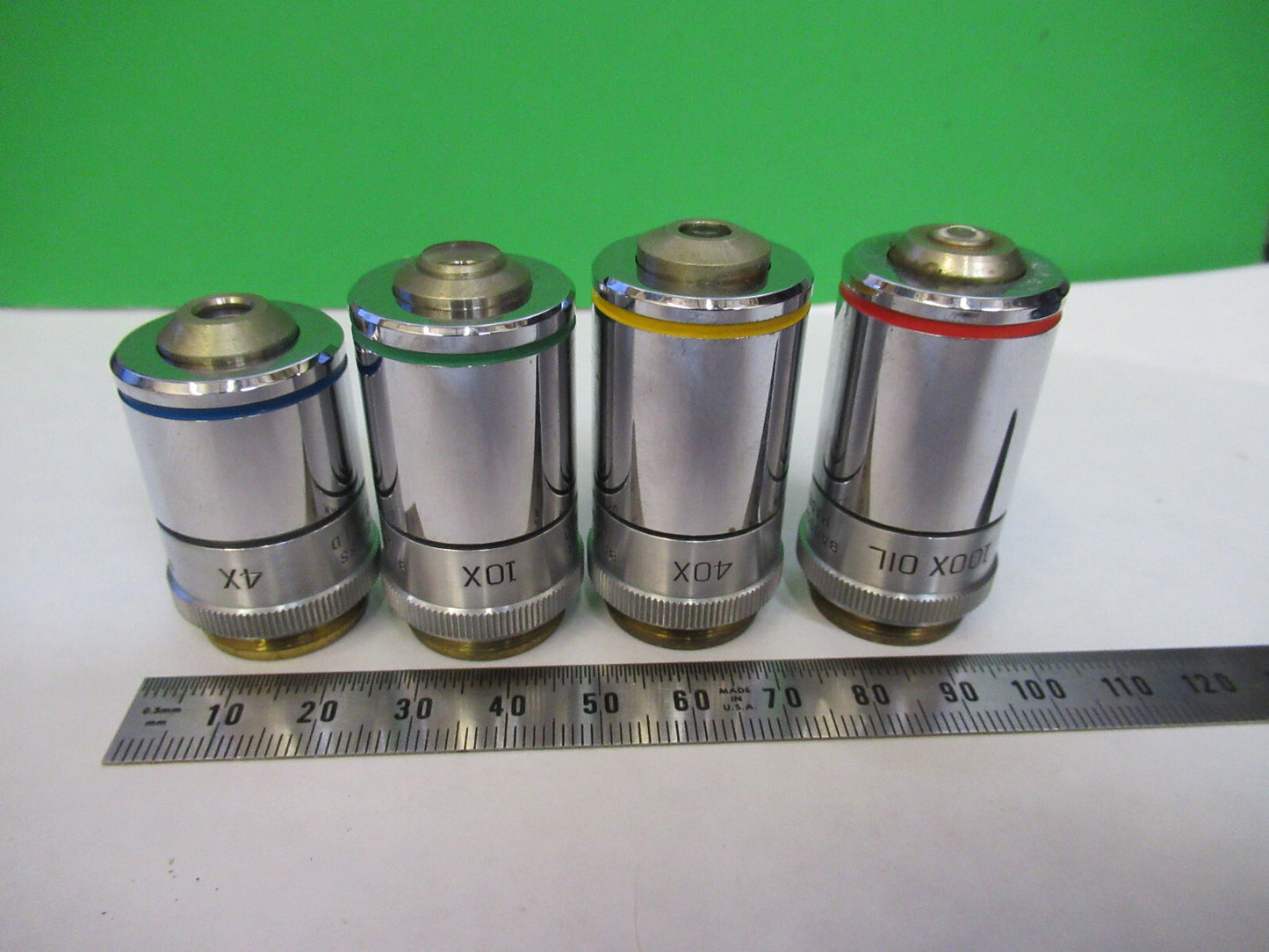 LOT 4ea OBJECTIVE BAUSCH LOMB INDUSTRIAL MICROSCOPE PART AS PICTURED X6-A-105