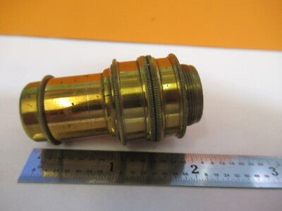 ANTIQUE VERY RARE BRASS OBJECTIVE UNKNOWN MICROSCOPE PART AS PICTURED &7B-B-39