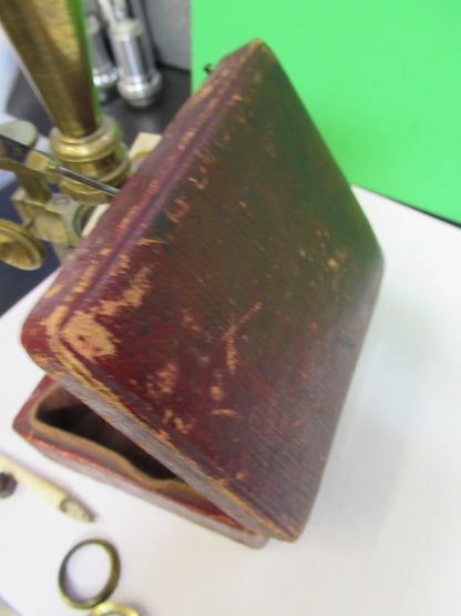 ANTIQUE BRASS RARE TYPE CARY GOULD MICROSCOPE with ACCESSORIES AS PIC T6-A-49