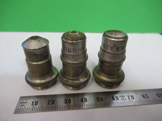 Lot Spencer Lens Co. Objective 10X 44X 95X Microscope Part Optics American Optical Co
