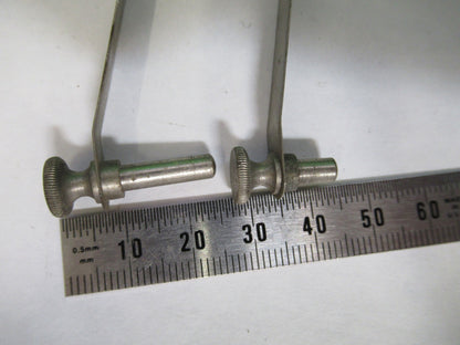 ANTIQUE ERNST LEITZ PAIR CLIPS STAGE MICROSCOPE PART AS PICTURED T3-B-28