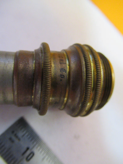 ANTIQUE BRASS BAUSCH LOMB OBJECTIVE 4mm MICROSCOPE PART AS PICTURED Y3-A-45