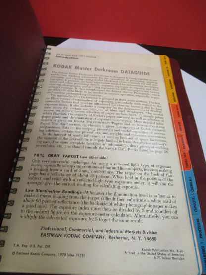 KODAK MASTER DARKROOM DATAGUIDE BOOKLET circa 1970 AS PICTURED S6-A-63