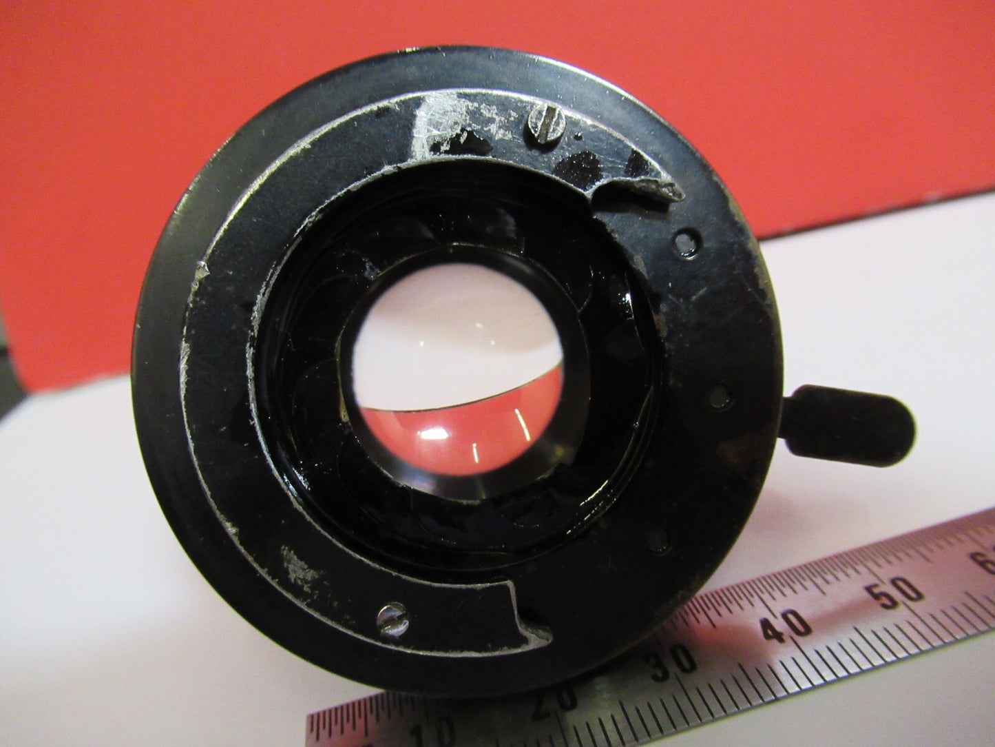 ANTIQUE BAUSCH LOMB CONDENSER IRIS OPTICS MICROSCOPE PART AS PICTURED S3-B-45