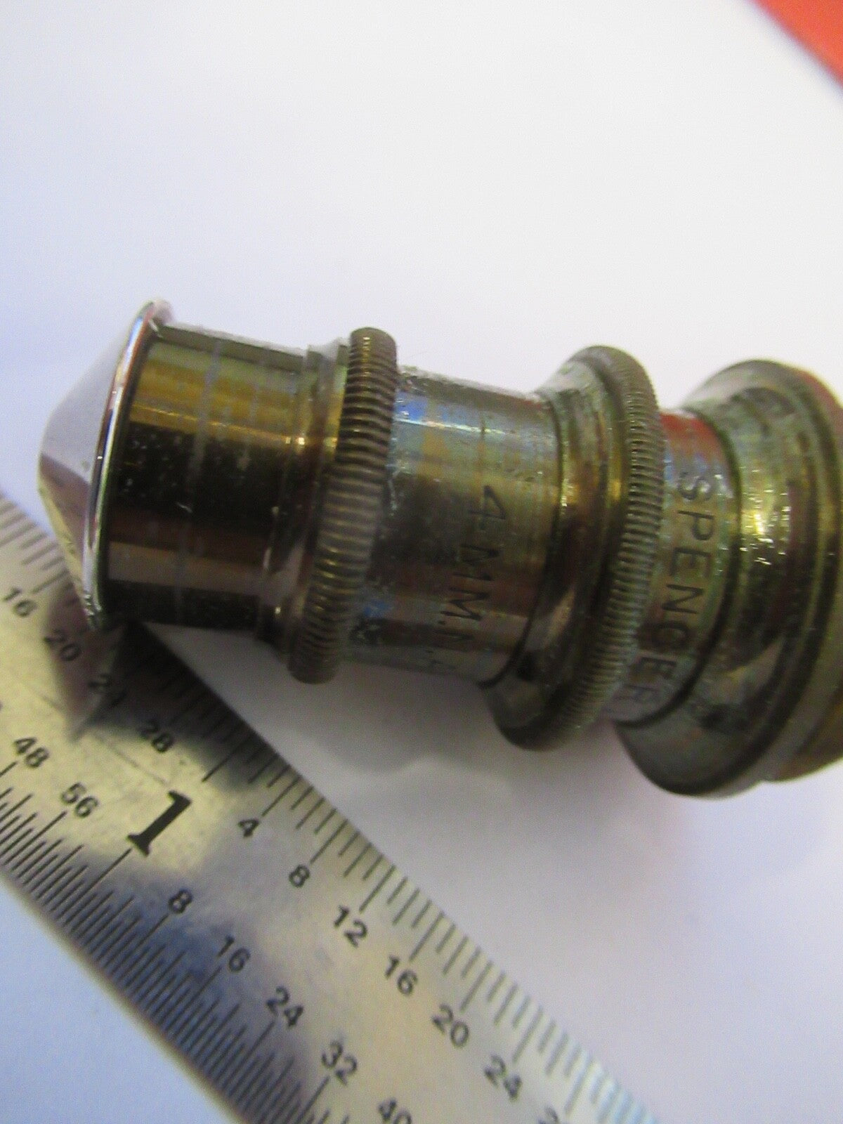 SPENCER 4mm BRASS ANTIQUE OBJECTIVE OPTICS MICROSCOPE PART AS PICTURED &H6-A-36