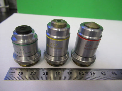 Lot 3 Ea Microscope Objective Lenses Bausch & Lomb 10X 43X 97X Optics