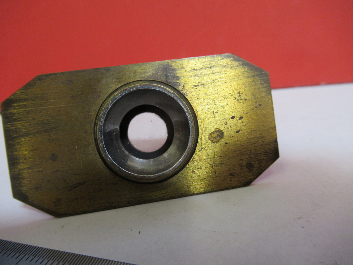 ANTIQUE BRASS COMPRESSORIUM STAGE LONDON MICROSCOPE PART AS PICTURED F8-A-46