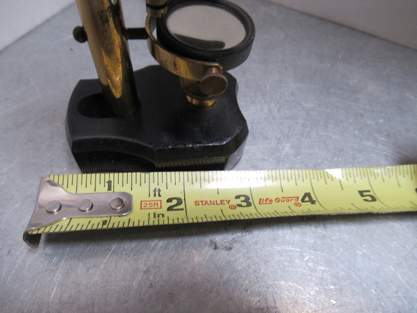 ANTIQUE BRASS MINIATURE RARE FRENCH MICROSCOPE AS PICTURED LOB