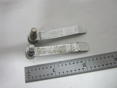 MICROSCOPE PART PAIR CLIPS FOR SPECIMEN HOLDER AS IS BIN#Q8-74