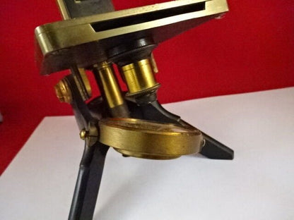 MICROSCOPE ANTIQUE BRASS JAMES PARKES BIRMINGHAM ENGLAND UK OPTICS AS IS #LOB