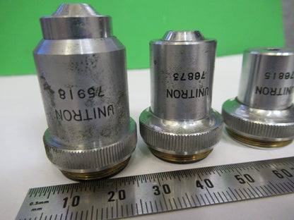 LOT UNITRON OBJECTIVES 4X 10X 40X OPTICS MICROSCOPE PART AS PICTURED  V3-A-58