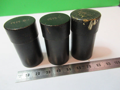 LOT 3 EA BRASS OBJECTIVE CANISTERS SPENCER MICROSCOPE PART AS PICTURED #H9-C-27