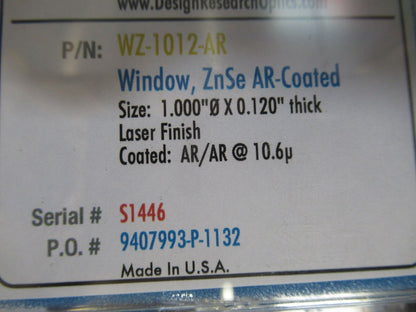 OPTICAL ZINC SELENIDE ZnSe LENS INFRARED CO2 LASER OPTICS AS PICTURED H3-A-78