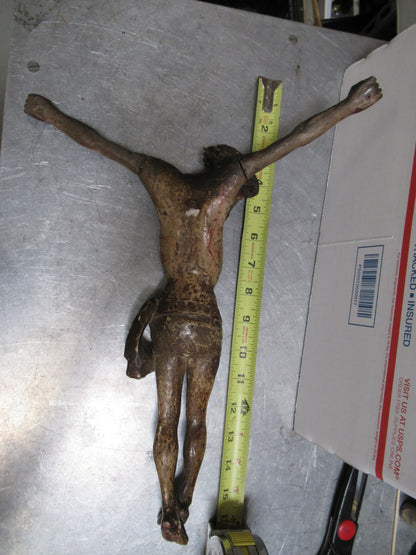 15" Antique 1700's Crucifix Jesus Christ Corpus Carved Wood Church AS PICTURED