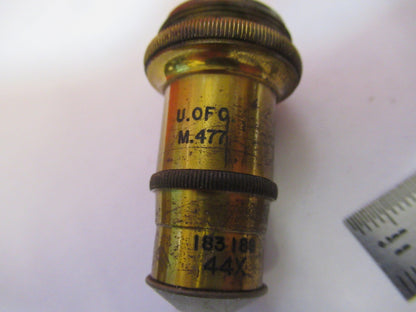 ANTIQUE BRASS SPENCER OBJECTIVE 4mm 44X MICROSCOPE PART AS PICTURED V7-A-76