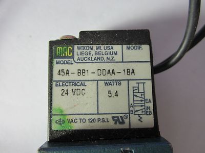 PNEUMATIC VALVE 45A-BB1-DDAA-1BA 120 PSI AIR COMPRESSED AS IS BIN#34