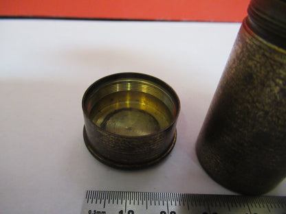 ANTIQUE BRASS EMPTY OBJECTIVE CAN LEITZ MICROSCOPE PART AS PICTURED F8-A-51