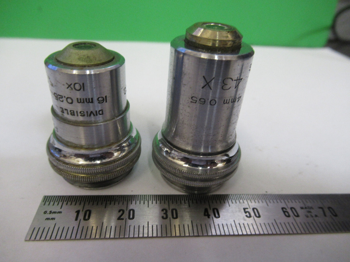 LOT 2 ea OBJECTIVES BAUSCH LOMB USA MICROSCOPE PART AS PICTURED &R4-A-54