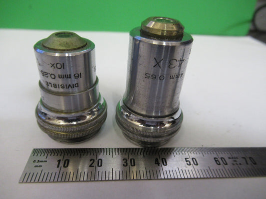 LOT 2 ea OBJECTIVES BAUSCH LOMB USA MICROSCOPE PART AS PICTURED &R4-A-54