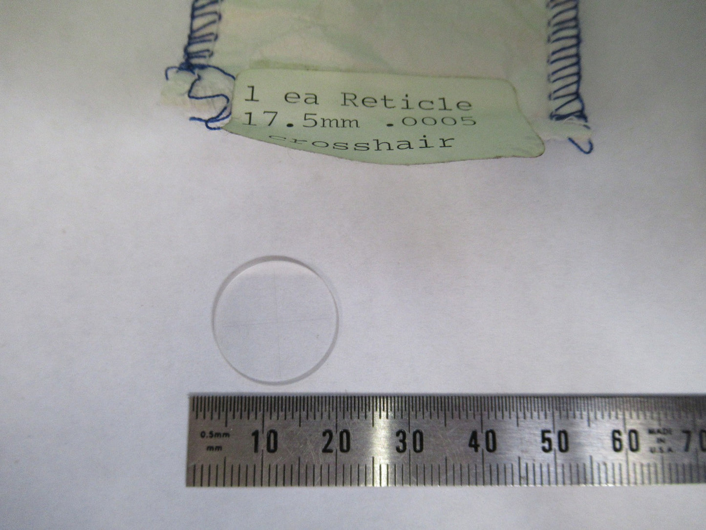 OPTICAL GLASS RETICLE CROSSHAIR PATTERN MICROSCOPE PART AS PICTURED U8-A-66