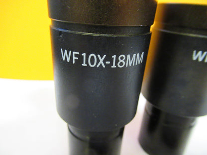 PAIR GENERIC WF 10X-18mm OCULAR EYEPIECE MICROSCOPE PART AS PICTURED Y3-A-65