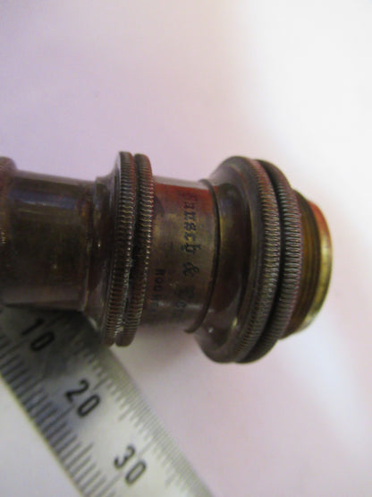 ANTIQUE BRASS BAUSCH LOMB 4mm OBJECTIVE LENS MICROSCOPE PART AS PICTURED T5-A-30