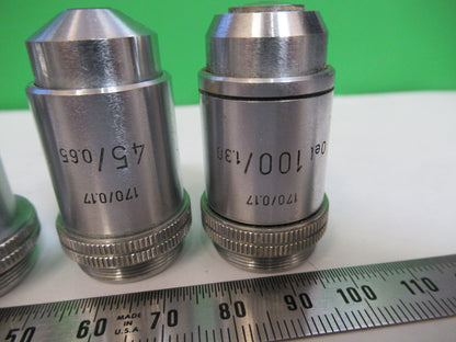 Lot Ernst Leitz Germany Objective 3.5X 10X 45X 100X Microscope Part