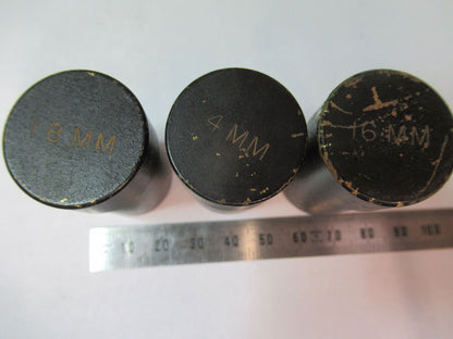 LOT 3 EA BRASS OBJECTIVE CANISTERS SPENCER MICROSCOPE PART AS PICTURED #H9-C-27