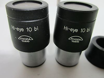 MICROSCOPE PART PAIR EYEPIECES TIYODA TOKIO HI-EYE 10 Bi AS IS OPTICS BIN#R5-17
