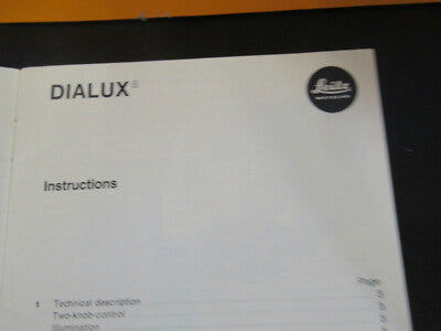 ORIGINAL BOOKLET LEITZ WETZLAR GERMANY DIALUX  MICROSCOPE PART AS PICTURED W3