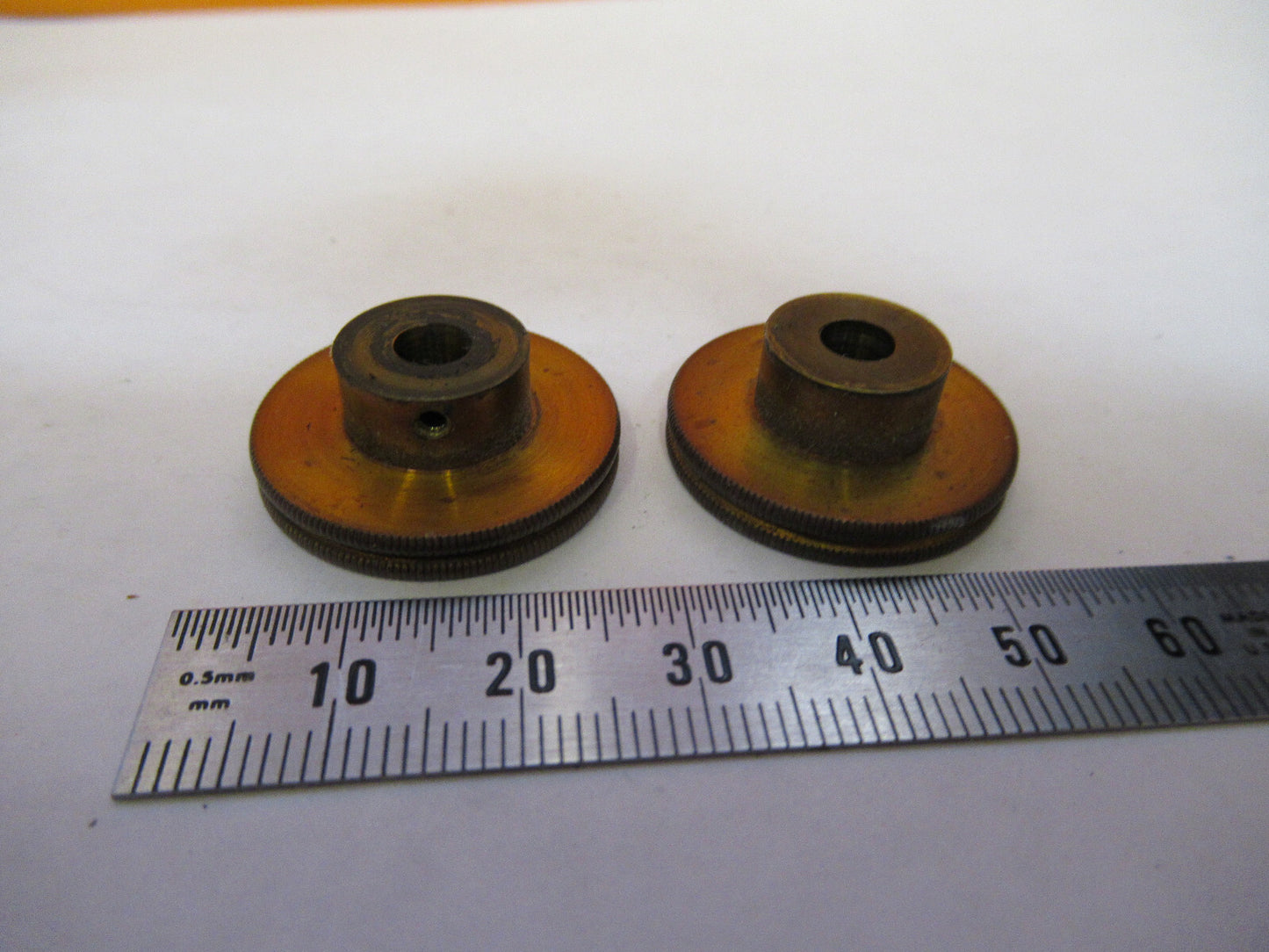 ANTIQUE BRASS BAUSCH LOMB KNOBS FINE ADJUST MICROSCOPE PART AS PICTURED Y2-A-81
