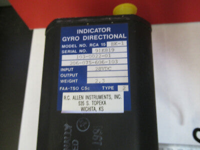 BELL HELICOPTER 206 AIRCRAFT 206-075-606-103 INDICATOR GYRO BK-1 AS PIC &B3-B-04