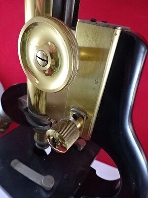 MICROSCOPE ANTIQUE BRASS ERNST LEITZ GERMANY circa 1907 OPTICS AS IS #TC-2