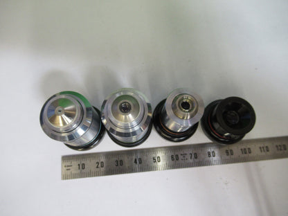 LOT 4EA OLYMPUS JAPAN OBJECTIVES 4X 10X 40X 100X MICROSCOPE PART AS PIC &72-C-08