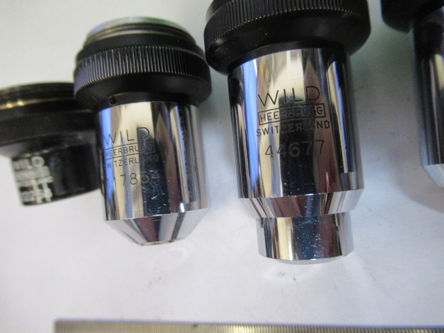 LOT OBJECTIVES WILD HEERBRUGG SWISS MICROSCOPE PART AS PICTURED Q7-B-15