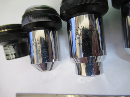 LOT OBJECTIVES WILD HEERBRUGG SWISS MICROSCOPE PART AS PICTURED Q7-B-15