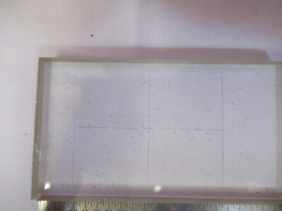 GLASS BLOCK WITH GRID PATTERN OPTICS MICROSCOPE PART AS PICTURED &Q1-A-60