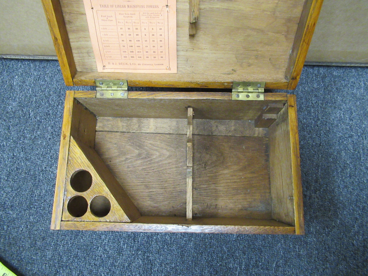 ANTIQUE EMPTY WOOD CASE BECK MICROSCOPE PART AS PICTURED &LOB