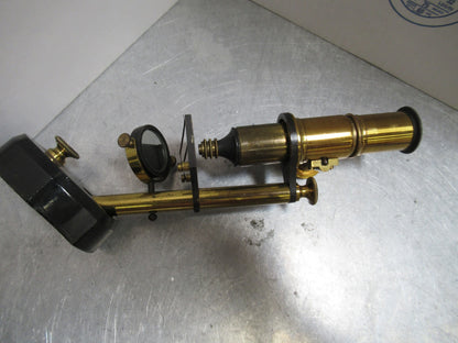 ANTIQUE BRASS MINIATURE RARE FRENCH MICROSCOPE AS PICTURED LOB