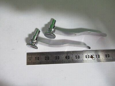 ANTIQUE BAUSCH LOMB PAIR CLIPS MICROSCOPE PART AS PICTURED &R9-A-65