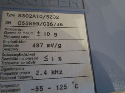 NEW KISTLER 8302A10/5202 497 mV/g ACCELEROMETER CALIBRATION VIBRATION
