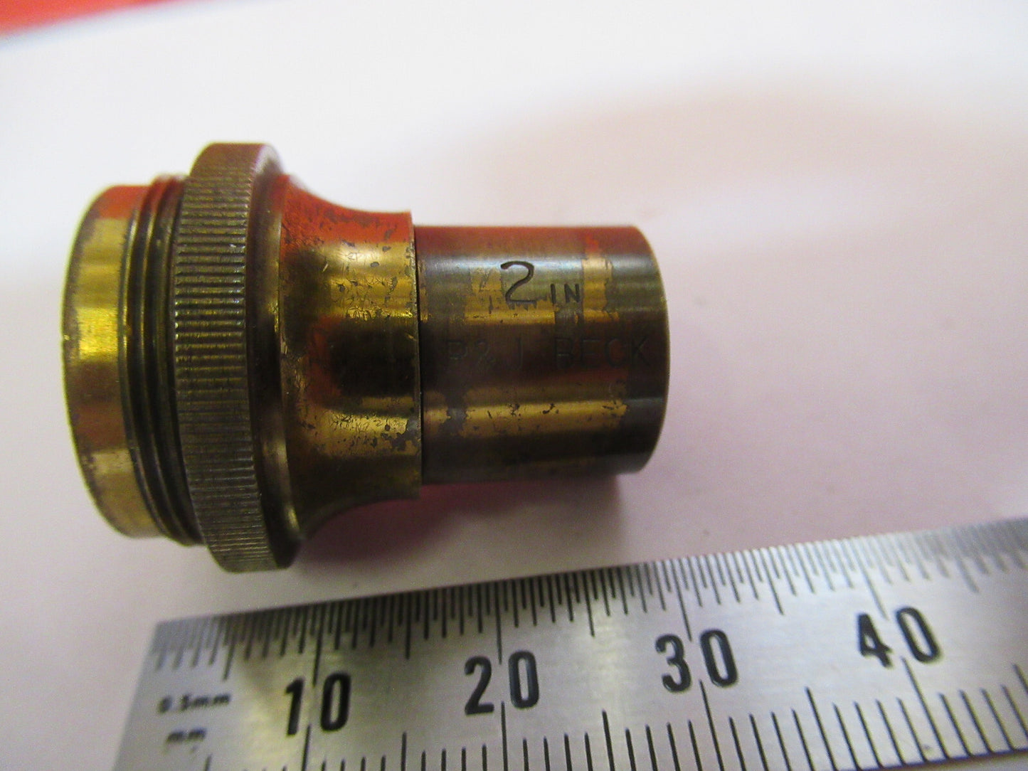 ANTIQUE BRASS BECK LONDON 2in OBJECTIVE MICROSCOPE AS PICTURED &F8-A-72