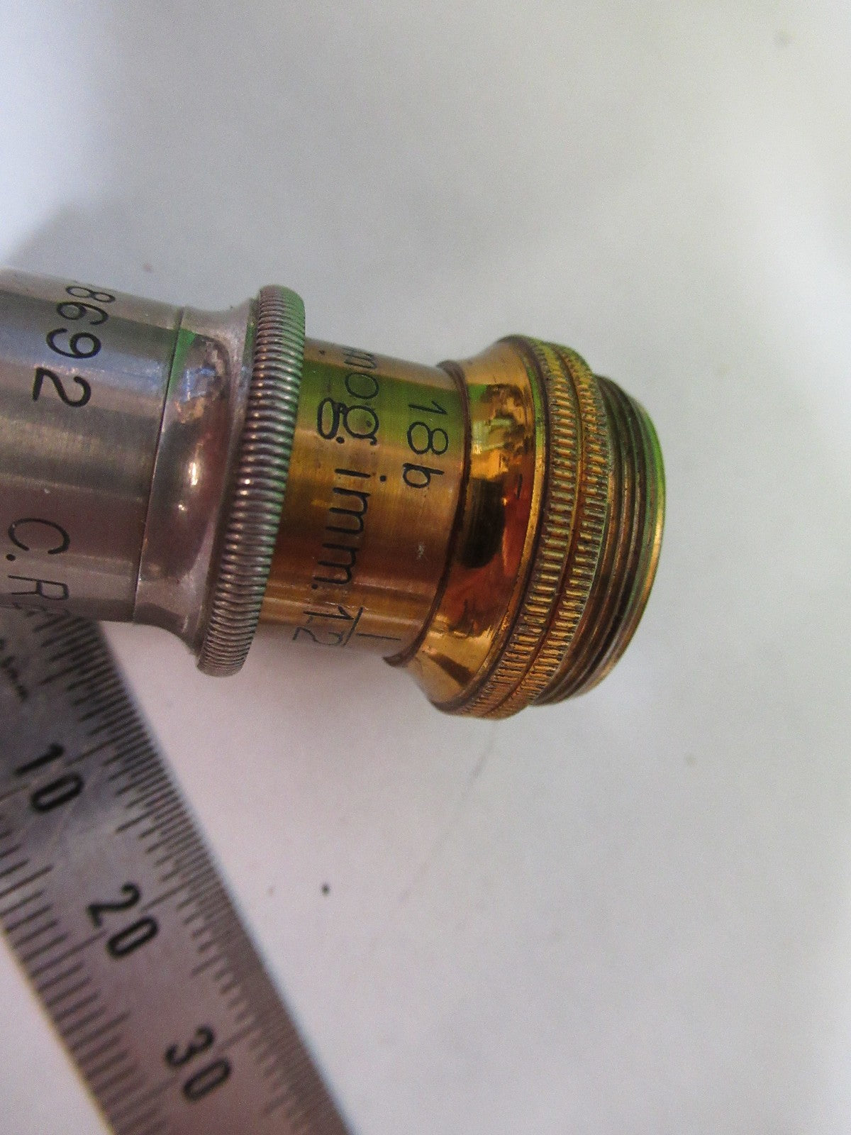 ANTIQUE BRASS REICHERT AUSTRIA OBJECTIVE MICROSCOPE PART AS PICTURED T6-A-39