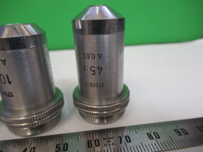 Ernst Leitz Wezlar Lot Objectives 3.5X 10X 45X Microscope Part