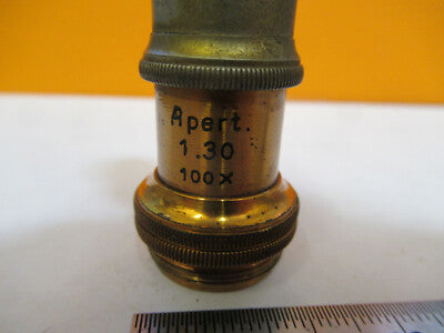 ANTIQUE BRASS LEITZ WEZLAR OBJECTIVE LENS MICROSCOPE PART AS PICTURED &8Y-A-113