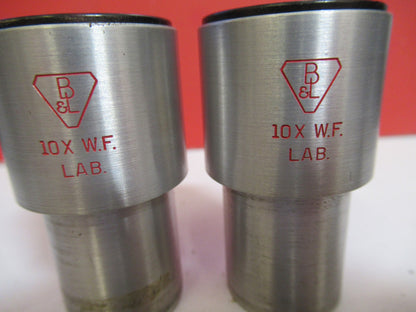 PAIR BAUSCH LOMB 10X WF LAB EYEPIECE OCULAR MICROSCOPE PART As Pictured V7-A-27