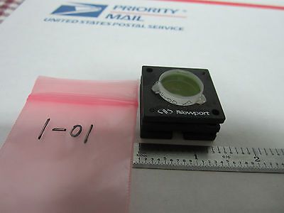 OPTICAL COATED LENS ON NEWPORT FIXTURE #1-01 LASER OPTICS BIN#1